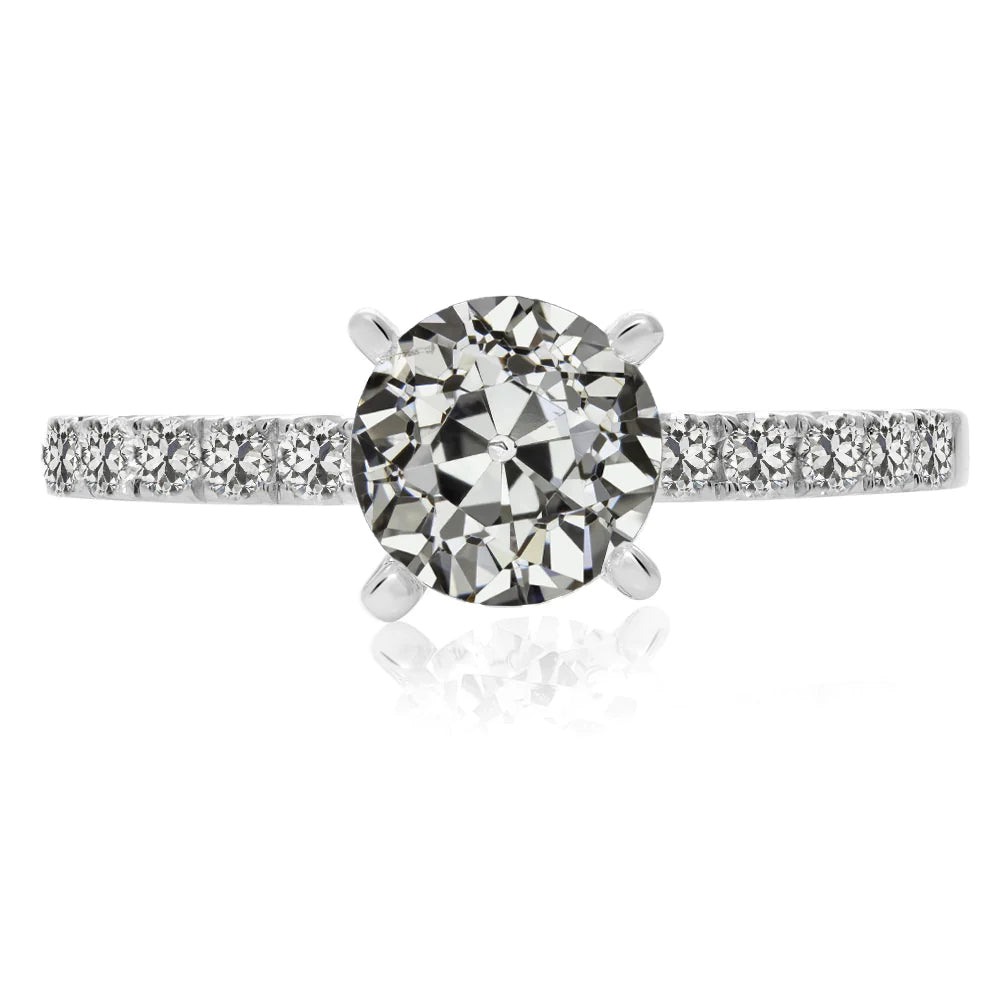 Lady’s Ring Round Old Miner Natural Diamond 4 Prong Set 4 Carats Jewelry