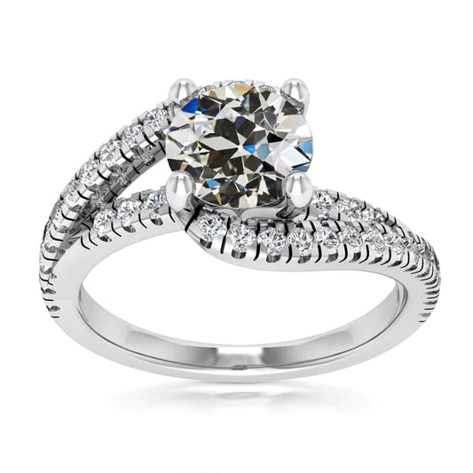 Lady’s Ring Round Old Miner Real Diamond Prong Twisted Shank 4.50 Carats
