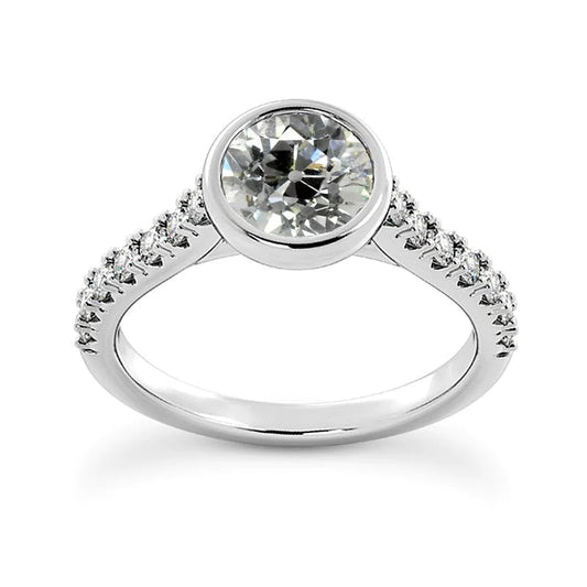 Lady’s Ring With Accents Old Miner Natural Diamond Bezel Set 4 Carats