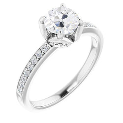 Lady’s Ring With Accents Round Old Mine Cut Natural Diamond 3.50 Carats