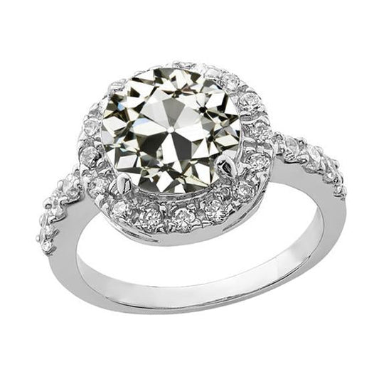 Lady’s Round Old Miner Genuine Diamond Halo Ring With Accents 4 Carats Gold