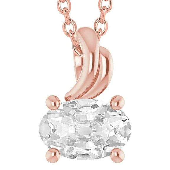 Lady’s Slide Natural Diamond Pendant 5 Carats Oval Old Miner Jewelry Rose Gold