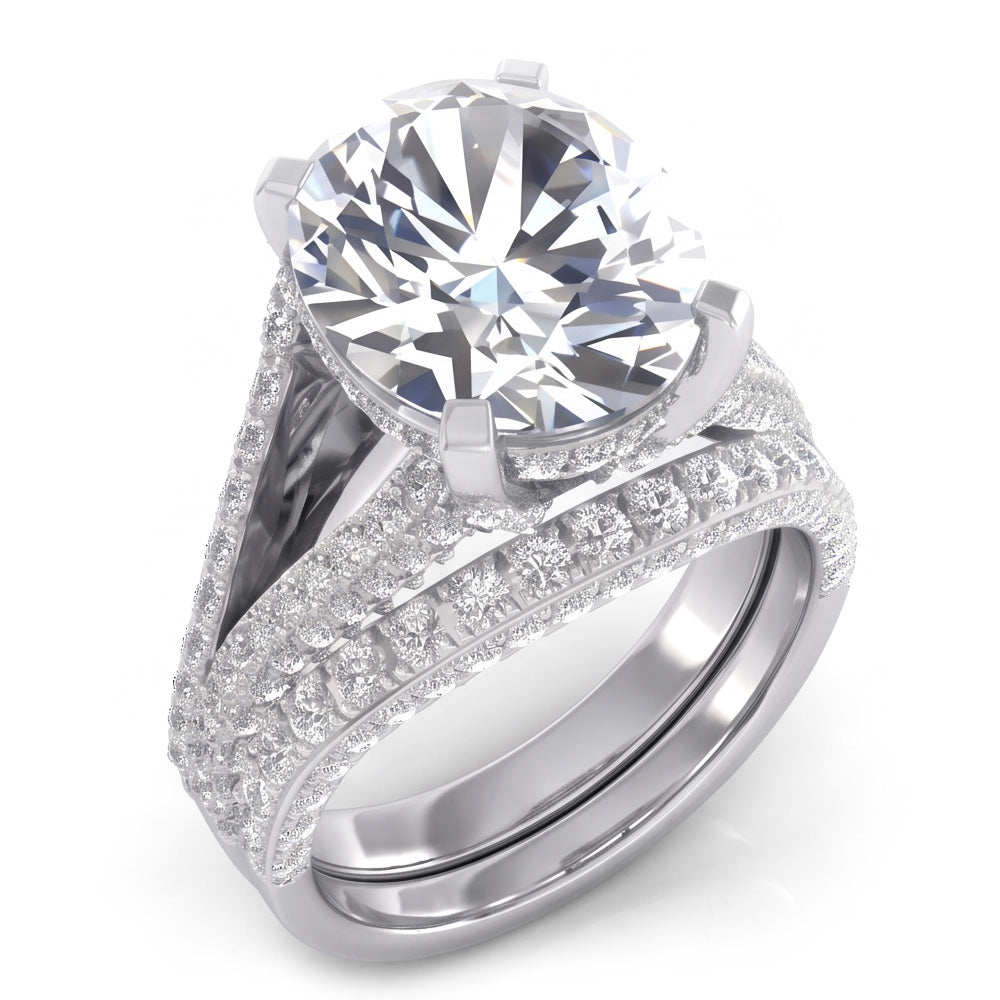 Large Oval Natural Earth Mined Diamond ( Not Lab Grown ) Wedding Ring And Band Set
