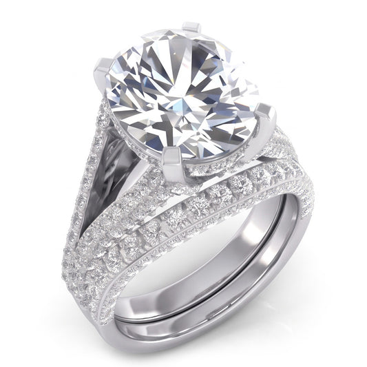 Large Oval Natural Earth Mined Diamond ( Not Lab Grown ) Wedding Ring And Band Set