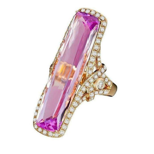 Large Kunzite Cocktail Diamond Ring