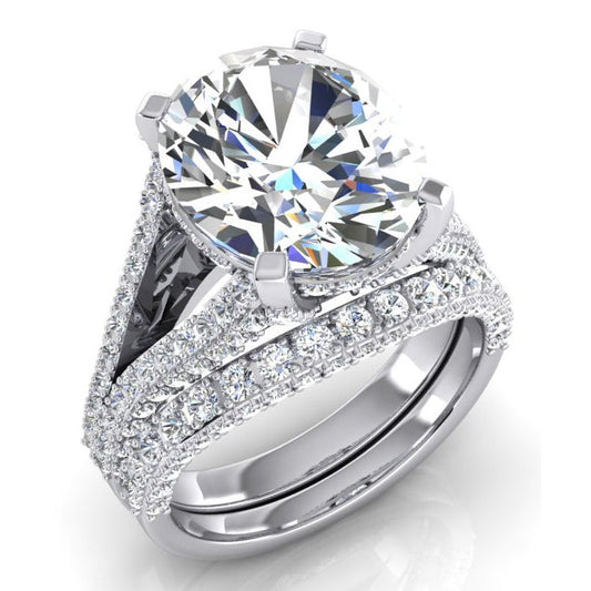 Large Oval Diamond Wedding Ring And Band Set