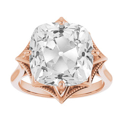Real Old Mine Cut Brilliant Diamond Solitaire Ring 5 ct