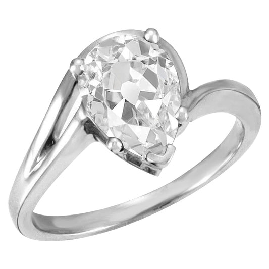 Antique Cushion Brilliant Diamond ring in 14K White Gold – main view