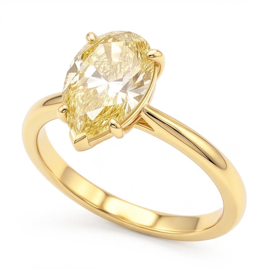 Larimar And Diamond Engagement Ring 2 Carat Natural Pear Fancy Yellow Solitaire 18K Gold