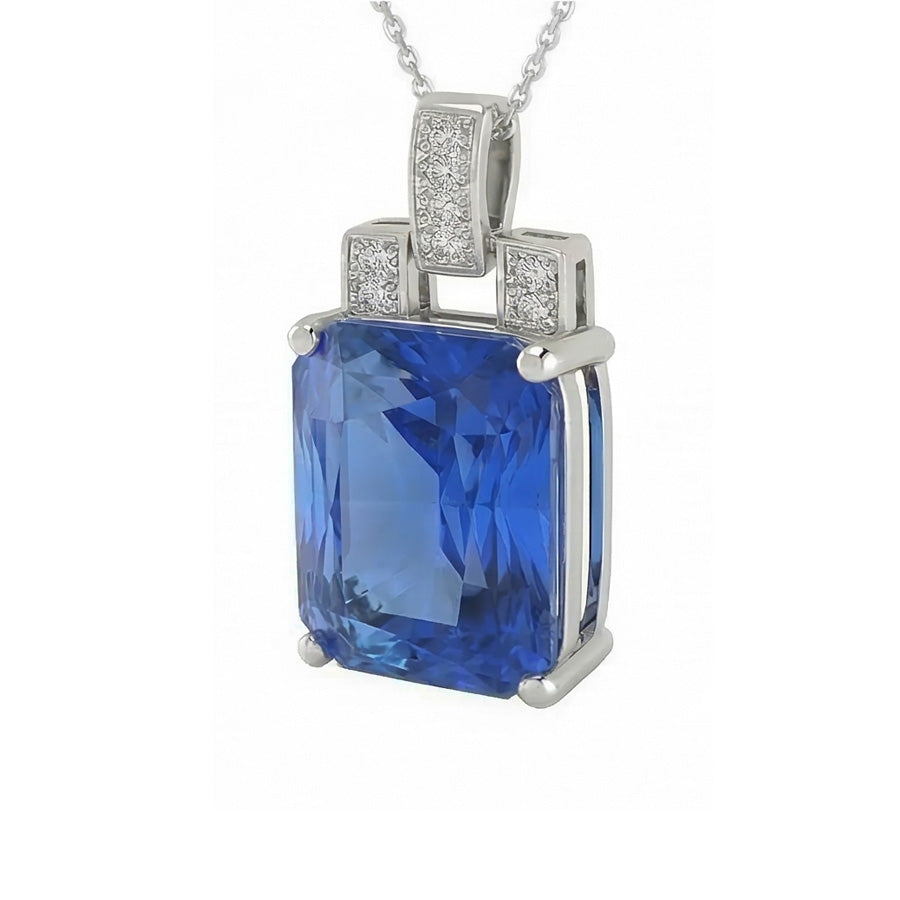natural round sapphire 4.25ct pendant side angle
