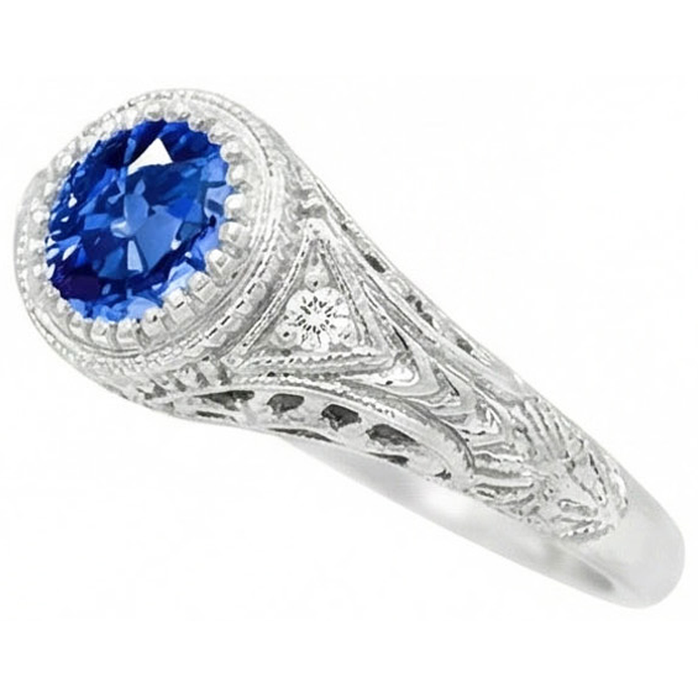 natural round sapphire 1.25ct ring side angle