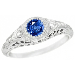 Natural Sapphire Ring 1.25ct - White Gold 14K