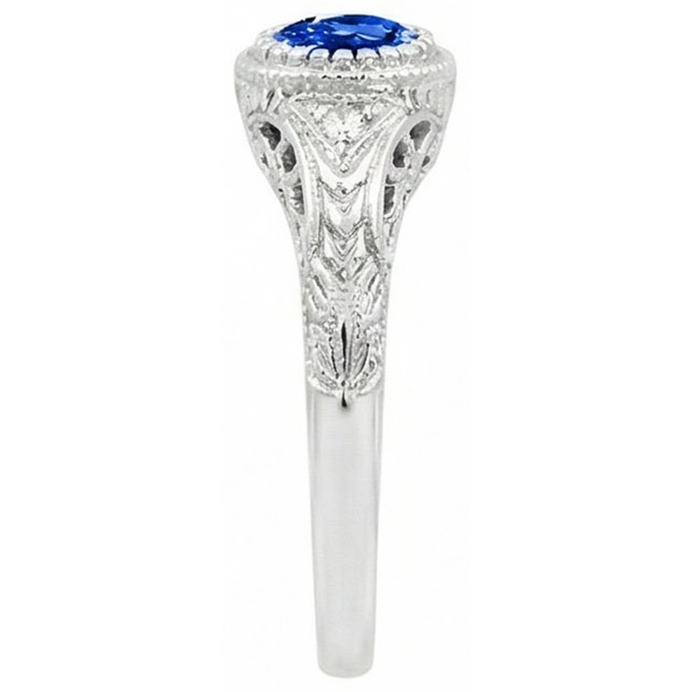 natural round sapphire 1.25ct ring top view