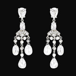 Like Edwardian Jewelry Chandelier Real Diamond Earrings Gold White