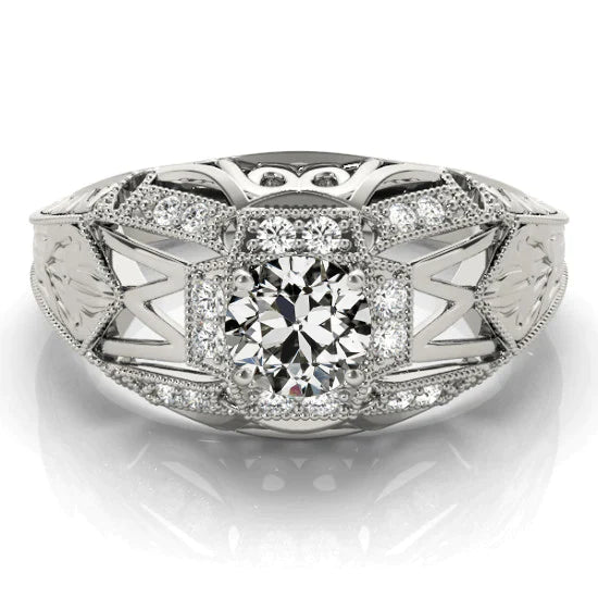 Like Edwardian Jewelry Halo Ring Old Miner Real Diamond Filigree 3 Carats