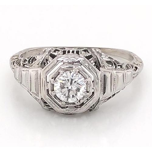 Like Edwardian Jewelry Real Diamond Engagement Ring Milgrain Prong Setting