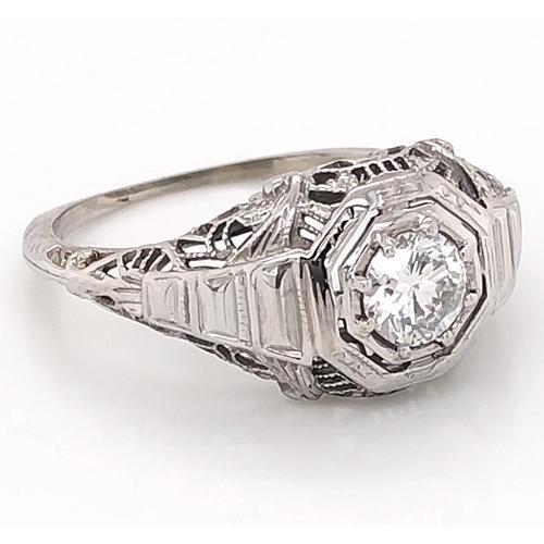 Like Edwardian Jewelry Real Diamond Engagement Ring Milgrain Prong Setting