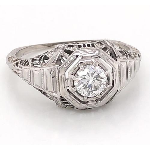 Like Edwardian Jewelry Real Diamond Engagement Ring Milgrain Prong Setting