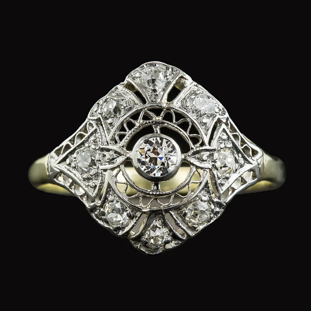 Like Edwardian Jewelry Round Old Mine Cut Real Diamond Vintage Style Ring