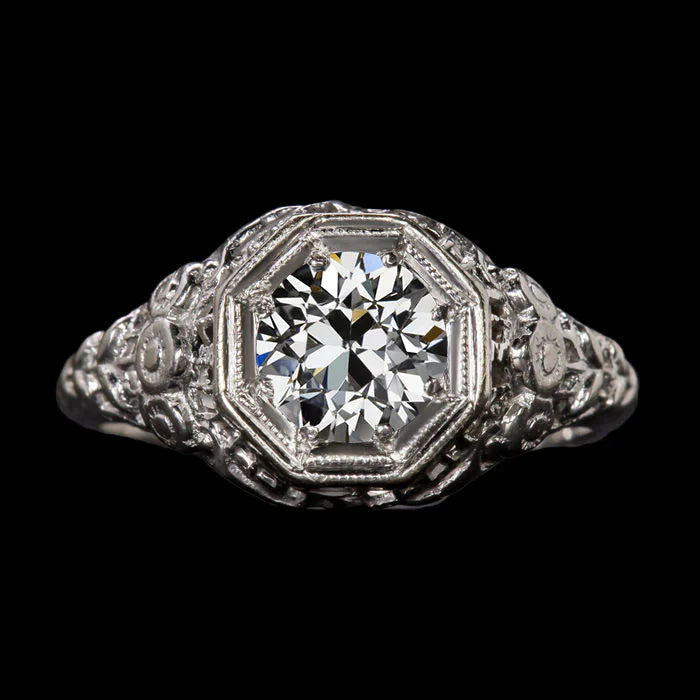 Like Edwardian Jewelry Vintage Cut Real Diamond Solitaire Ring