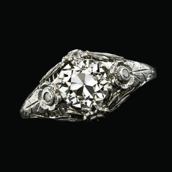Like Edwardian Jewelry Vintage Style Ring Round Old Miner Real Natural Earth Mined Diamond