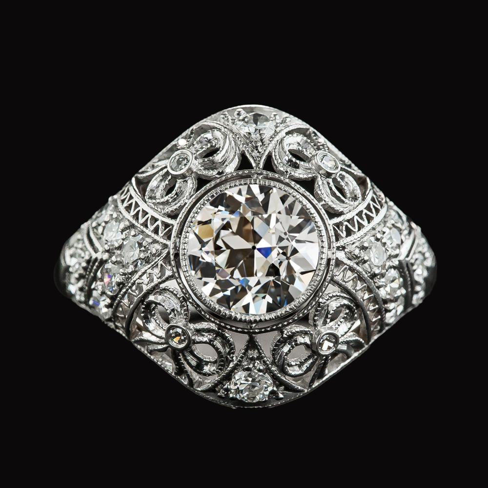 Like La Belle Epoque Jewelry Antique Style Old Cut Real Diamond Ring Bezel