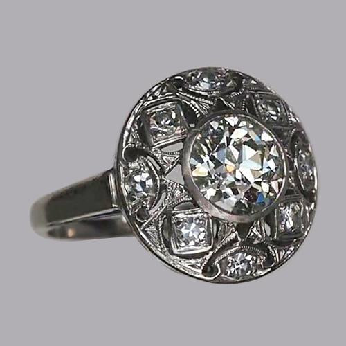 Like La Belle Epoque Jewelry Halo Old Cut Genuine Diamond Ring Bezel Set