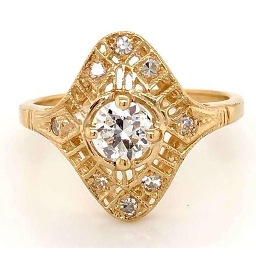 Like La Belle Epoque Jewelry Natural Diamond Antique Style Ring Yellow Gold