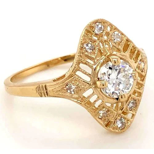 Like La Belle Epoque Jewelry Natural Diamond Antique Style Ring Yellow Gold