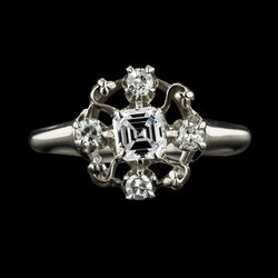 Like La Belle Epoque Jewelry Wedding Ring Asscher & Round Real Natural Earth Mined Diamond