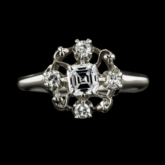 Like La Belle Epoque Jewelry Wedding Ring Asscher & Round Real Diamond