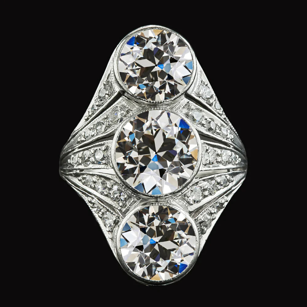 Like La Belle Epoque Jewelry Wedding Ring Old Mine Cut Real Diamond Bezel