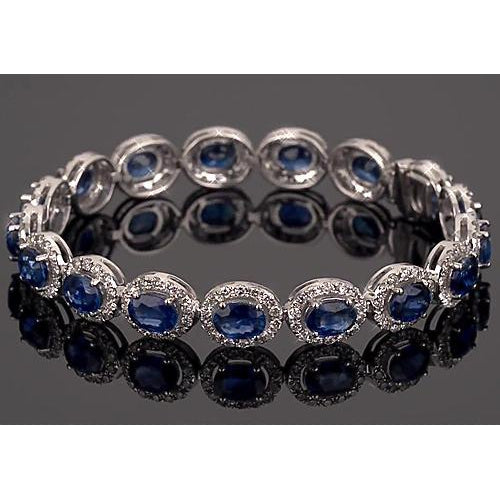 IGI CERTIFIED Blue Sapphire Tennis Bracelet Prong Set 39 Carats Women Jewelry