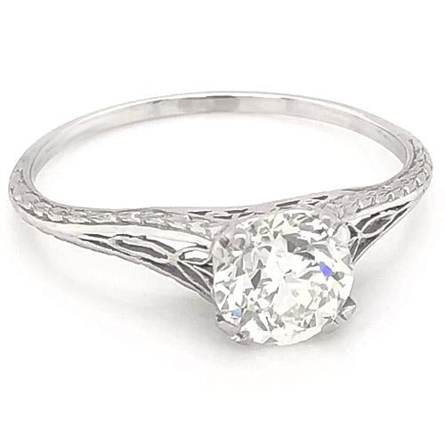 Natural Earth Mined Diamond Solitaire Engagement Ring 1 Carat Filigree White Gold 14K