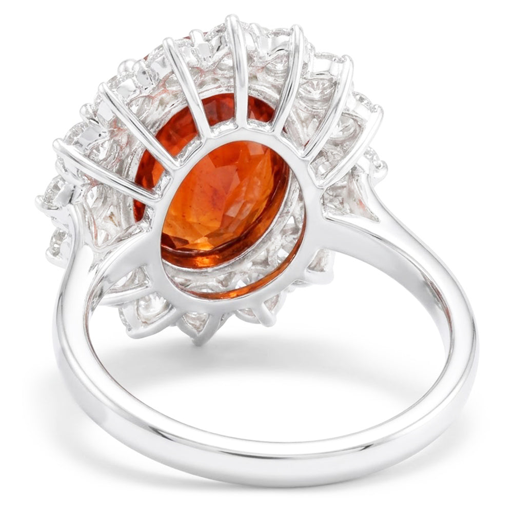 Mandarin Garnet With Natural Earth Mined Diamond ( Not Lab Grown )s 12.25 Ct Ring White Gold 14K