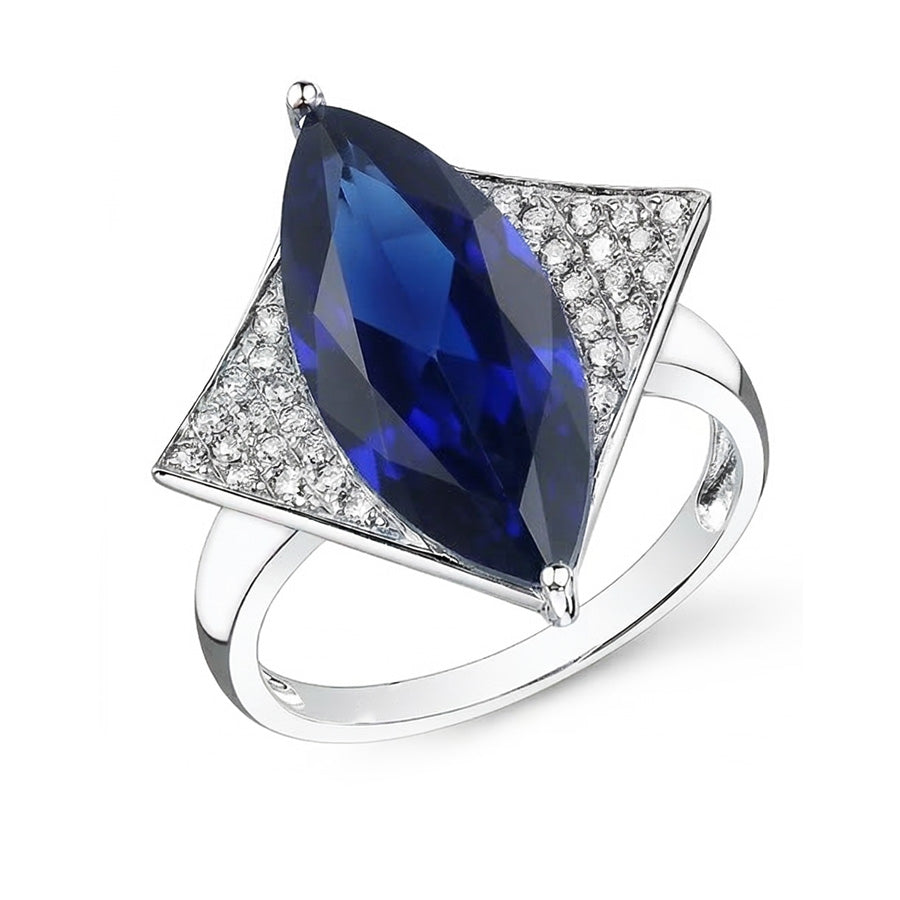 Marquise Blue Sapphire Engagement Ring With Small Natural Earth Mined Diamond ( Not Lab Grown )s 5.50 Carats