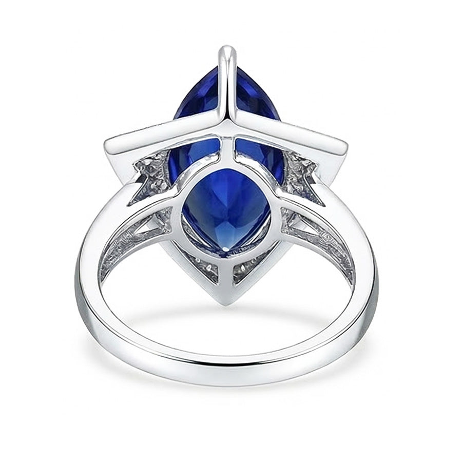Marquise Blue Sapphire Engagement Ring With Small Natural Earth Mined Diamond ( Not Lab Grown )s 5.50 Carats