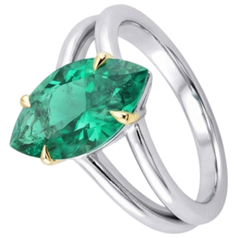 Authentic Emerald Precious Stone Ring – side view