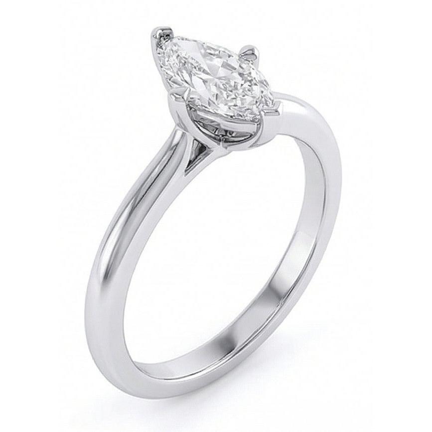Marquise Cut 1.50 Ct Solitaire Real Natural Earth Mined Diamond ( Not Lab Grown ) Wedding Ring White Gold