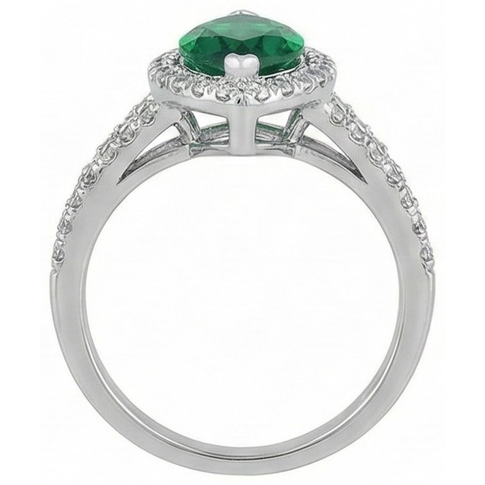 Marquise Cut Green Emerald & Round Natural Earth Mined Diamond 6.50 Carats Anniversary Ring