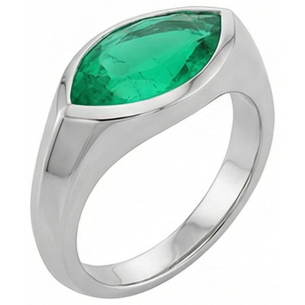 Genuine Colombian Emerald Gemstone Ring – side view