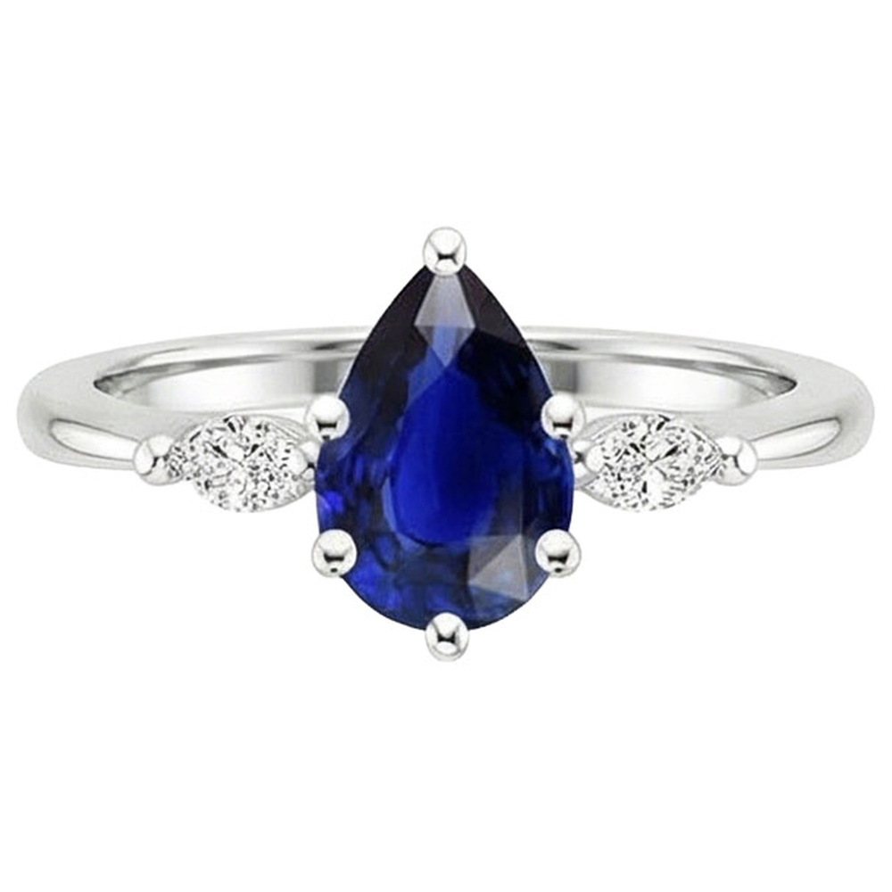 natural pear sapphire 3ct ring profile view