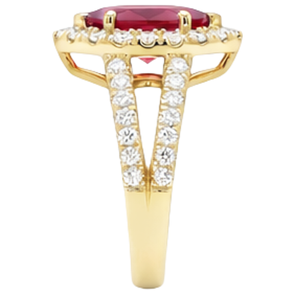 Marquise Red Ruby And Natural Earth Mined Diamond ( Not Lab Grown ) Wedding Ring 3.25 Carats Yellow Gold 14K
