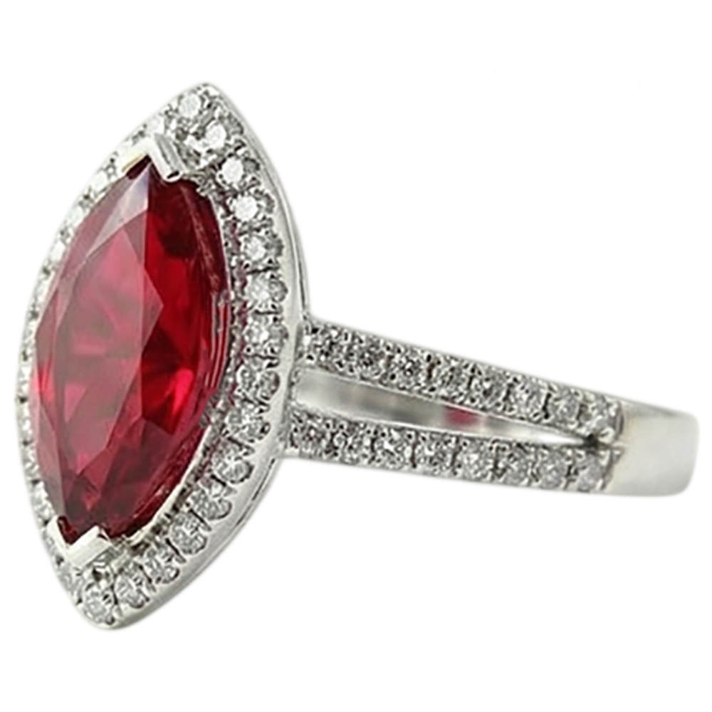natural round ruby 4.50ct ring close up detail