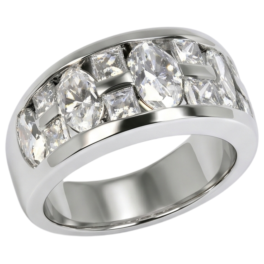 Marquise & Princess Cut Engagement Mens Band Ring White Gold 14K 5 Ct
