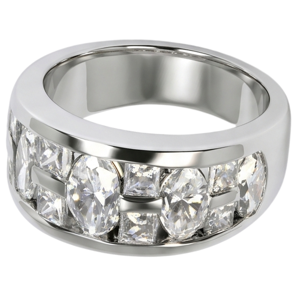 Marquise & Princess Cut Engagement Mens Band Ring White Gold 14K 5 Ct