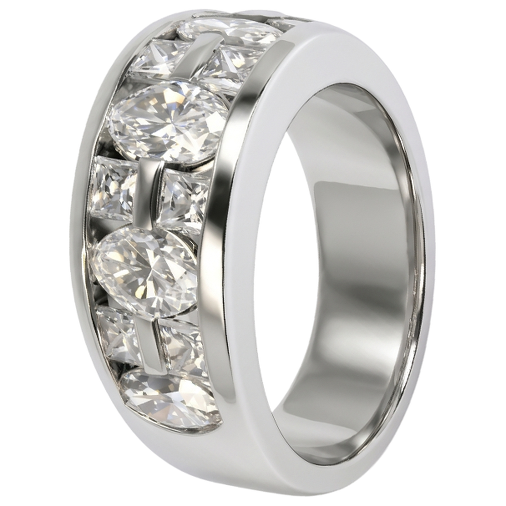 Marquise & Princess Cut Engagement Mens Band Ring White Gold 14K 5 Ct