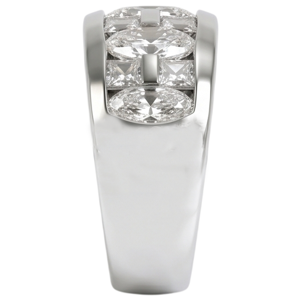 Marquise & Princess Cut Engagement Mens Band Ring White Gold 14K 5 Ct