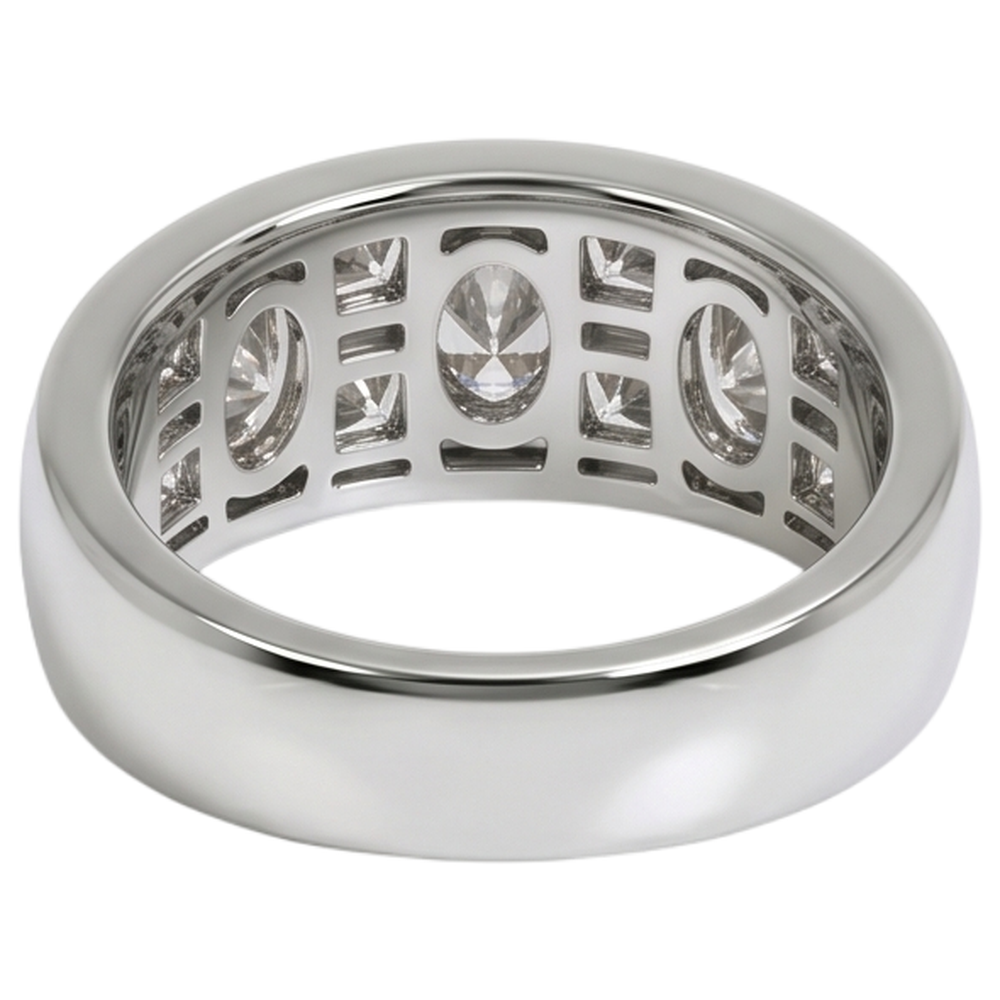 Marquise & Princess Cut Engagement Mens Band Ring White Gold 14K 5 Ct