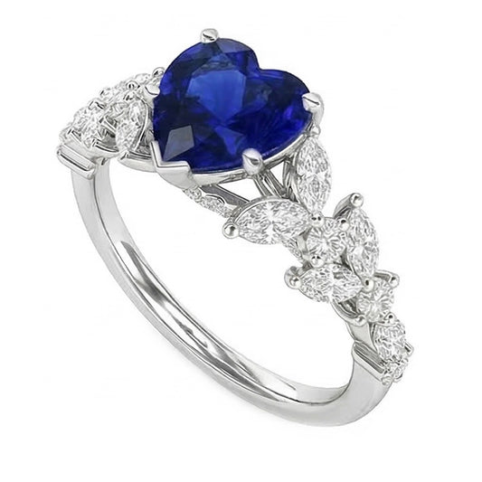natural round sapphire 3.50ct ring front view